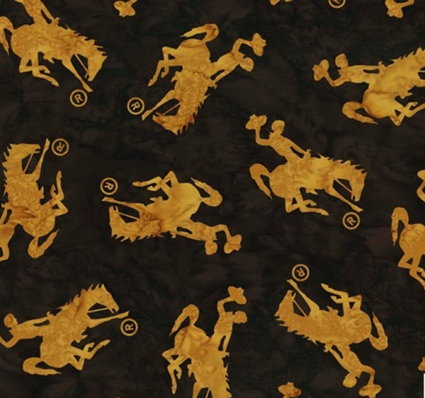 Hoffman Fabrics Cappuccino Wyoming Bucking Horse Batik Fabric P2073-610-Cappuccino