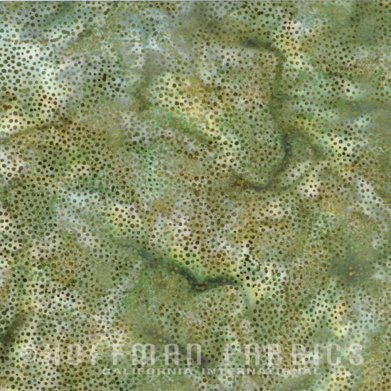 Hoffman Fabrics Dot Caterpillar Green Batik Fabric 885-269-Caterpillar