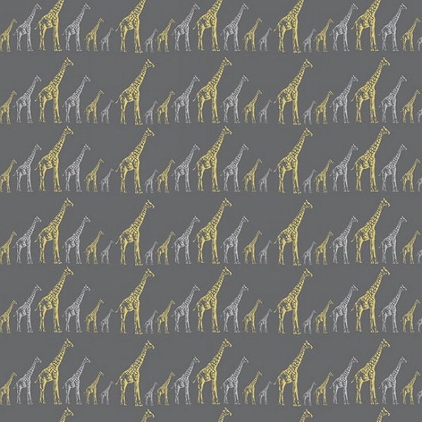Hoffman Fabrics Sparkle and Fade Giraffe Cotton Fabric Q4468-55M-Charcoal-Metallic