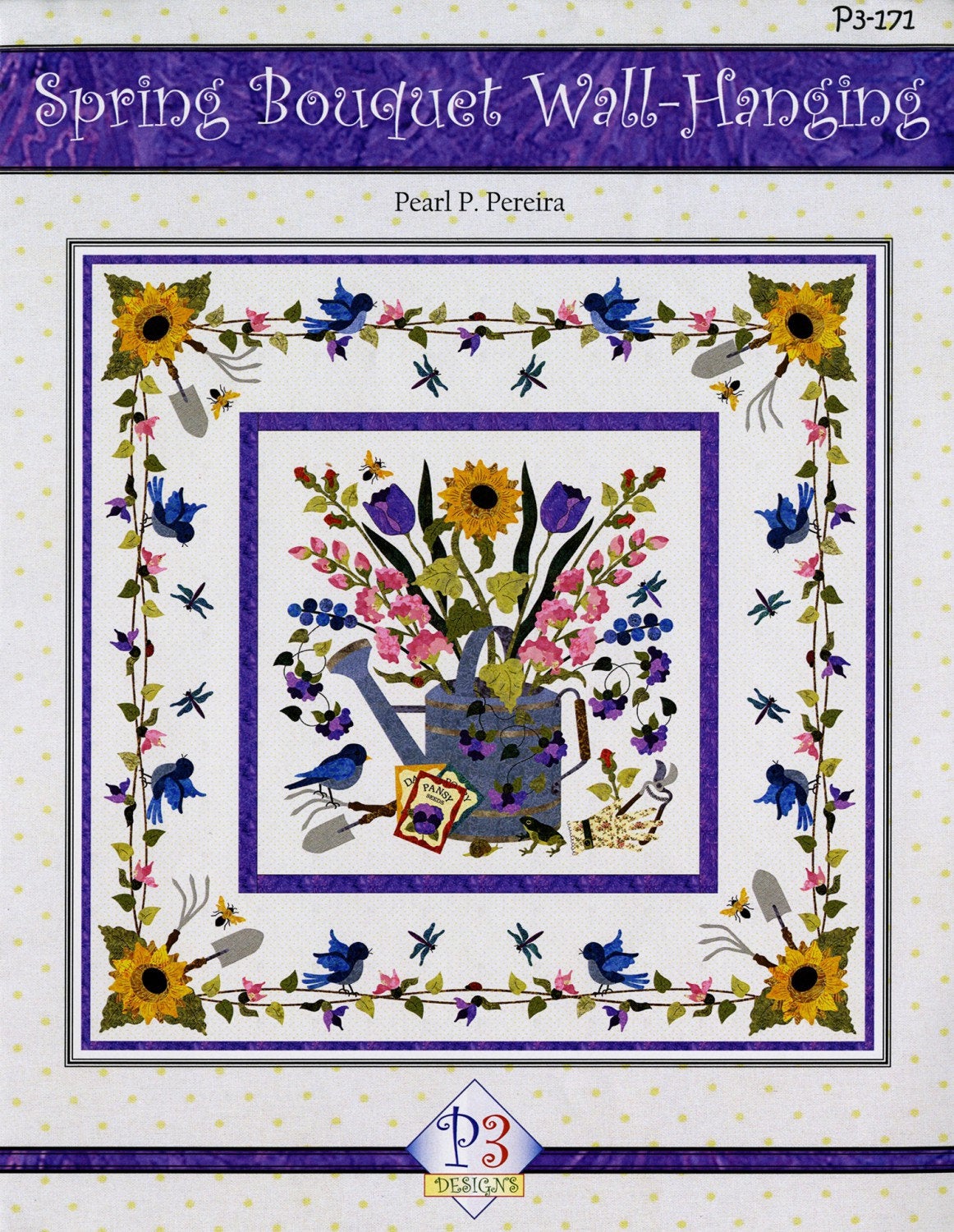 P3 Designs Spring Bouquet Floral Applique Quilt Pattern Front Cover