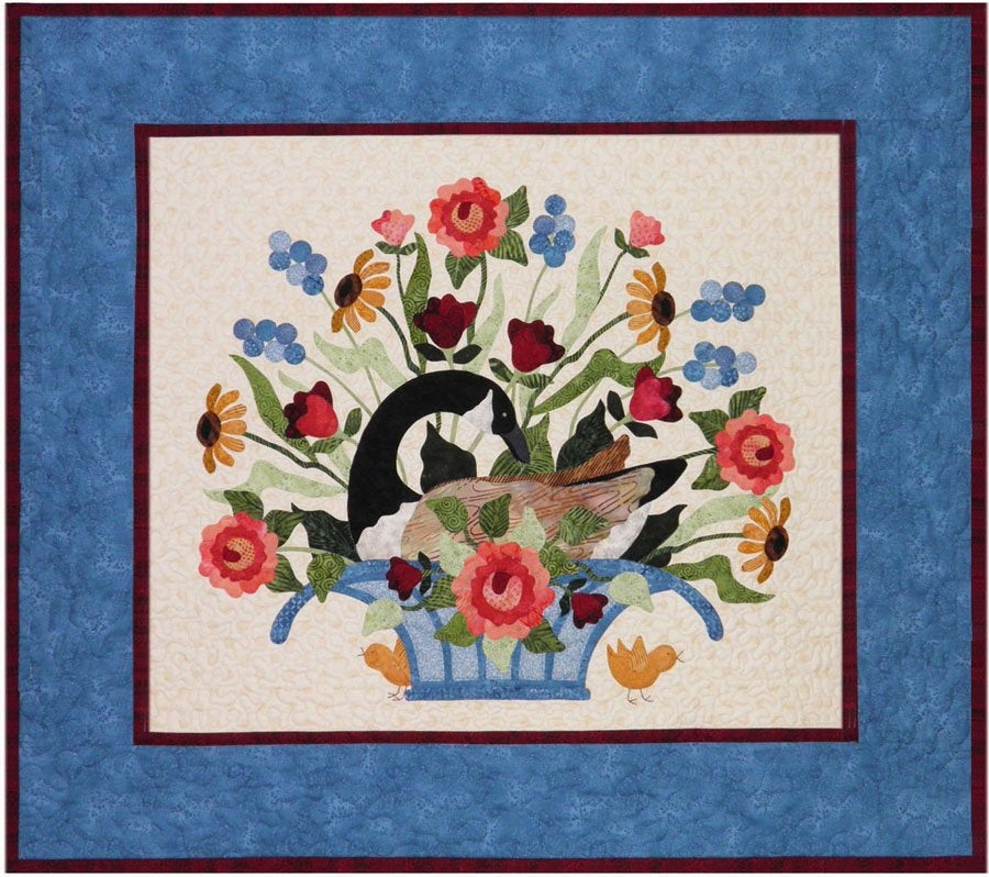 P3 Designs Nesting Goose with Flowers Applique Quilt Pattern