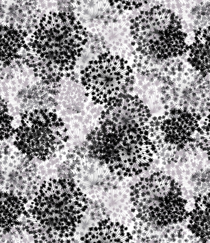 Kanvas Studio Midnight Blossom White Silver Metallic Cotton Fabric 7880P-09-White