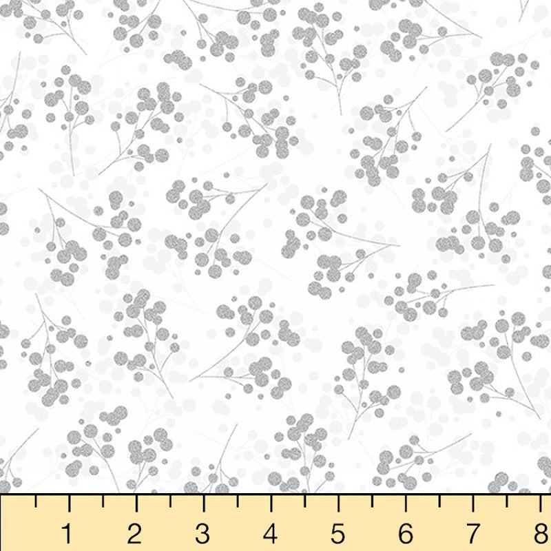 Hoffman Fabrics Sparkle and Fade Berries Cotton Fabric S4702-3S-White-Silver