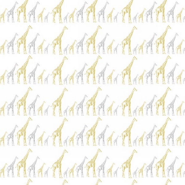 Hoffman Fabrics Sparkle and Fade Giraffe Cotton Fabric Q4468-3M-White-Metallic
