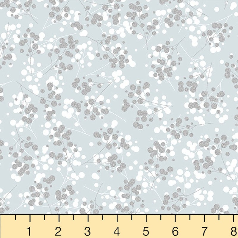 Hoffman Fabrics Sparkle and Fade Berries Cotton Fabric S4702-674S-Light-Gray-Silver