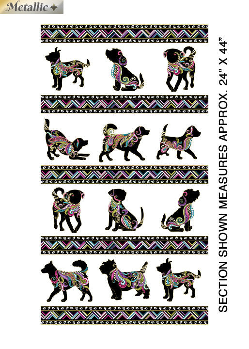 Benartex Dog On It Dog Walk White Multi Cotton Fabric 6251M-09