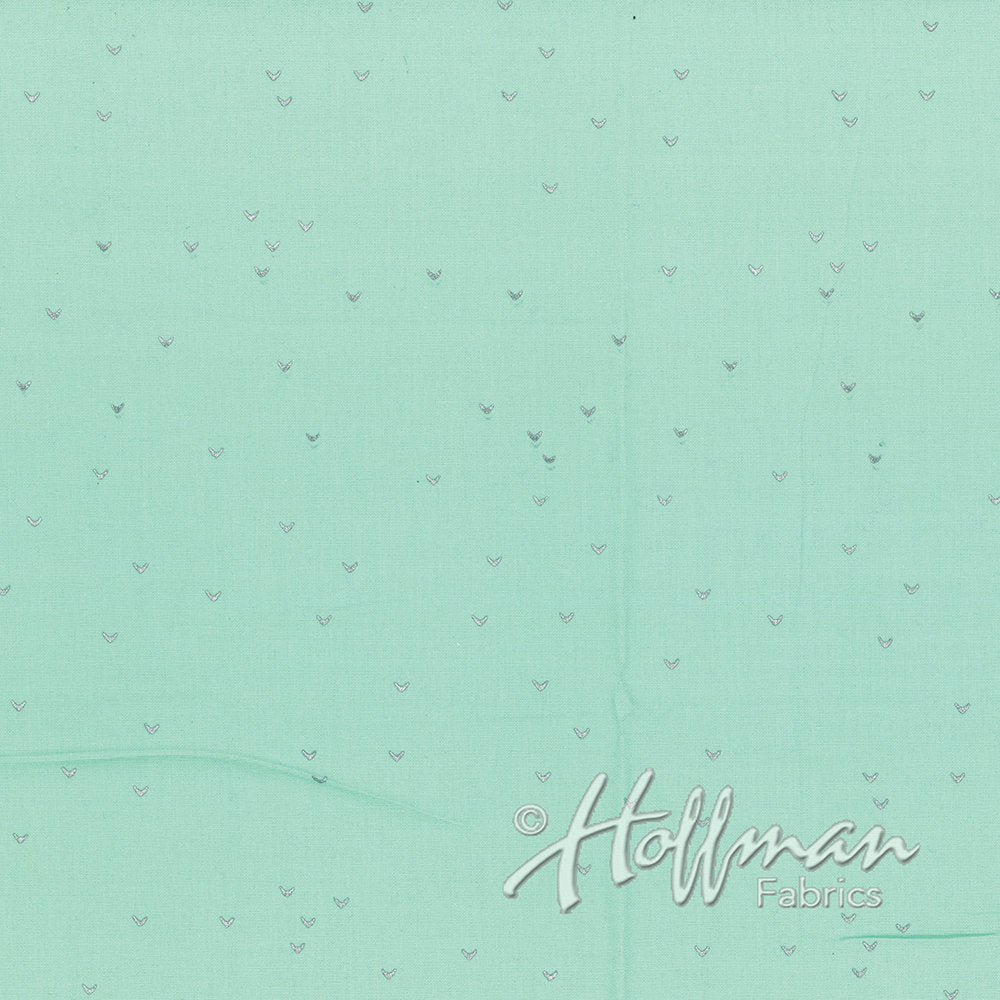 Hoffman Fabrics Me+You Spearmint Green Metallic Silver Batik Fat Quarter 148-445S-Spearmint-Silver