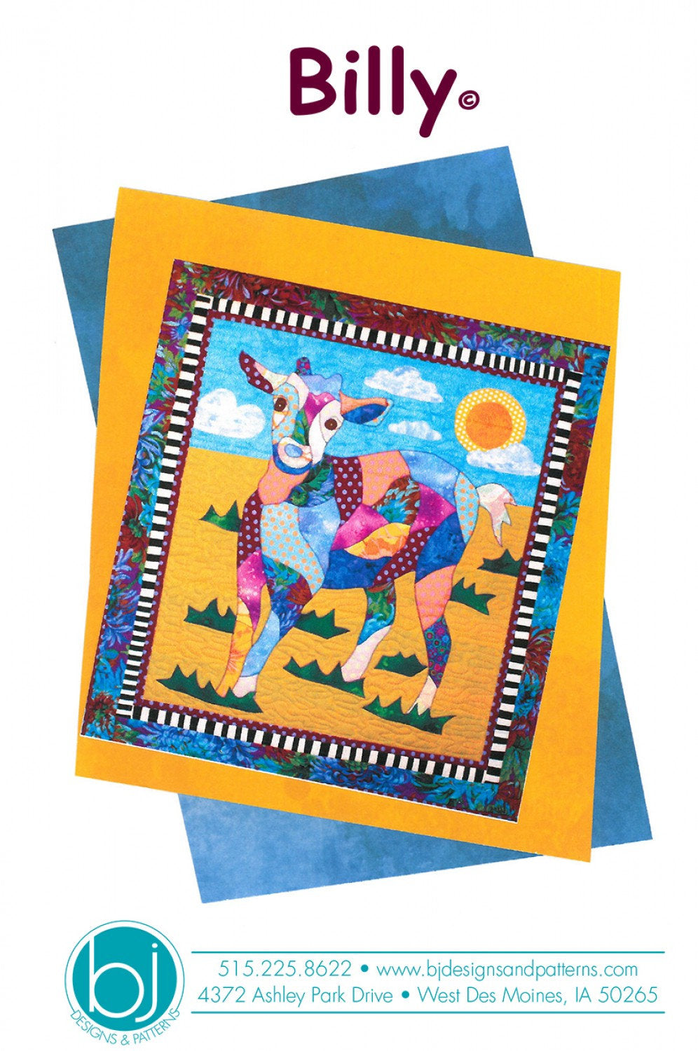 BJ Designs & Patterns Billy the Goat Applique Quilt Pattern Front Cover