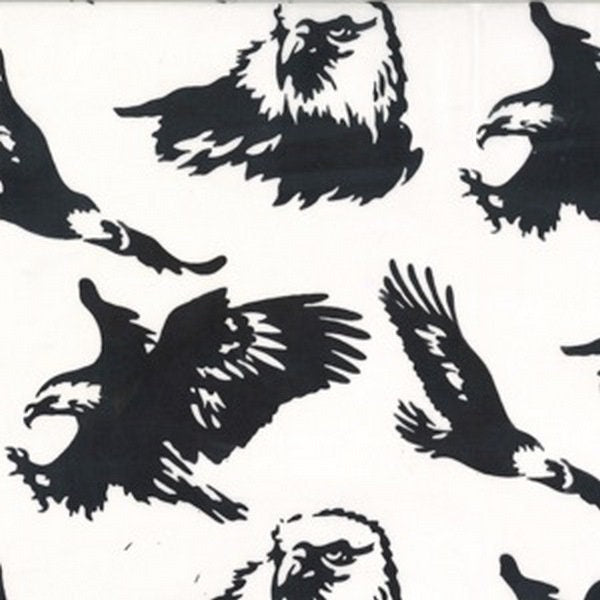 Hoffman Fabrics Raven Black White Bald Eagle Batik Fat Quarter N2909-494-Raven