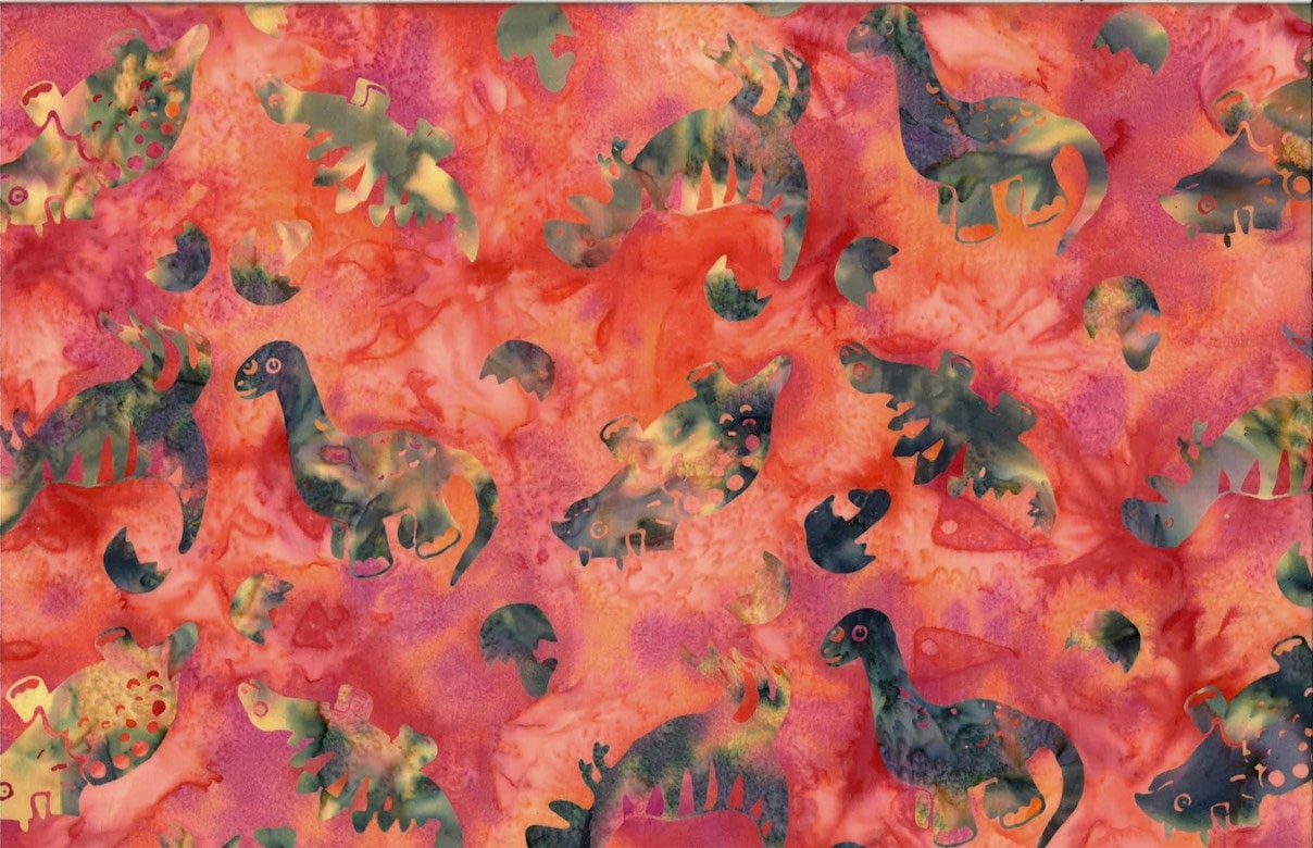 Hoffman Fabrics Baby Dinosaurs Sherbet Batik Fabric S2340-314-Sherbet