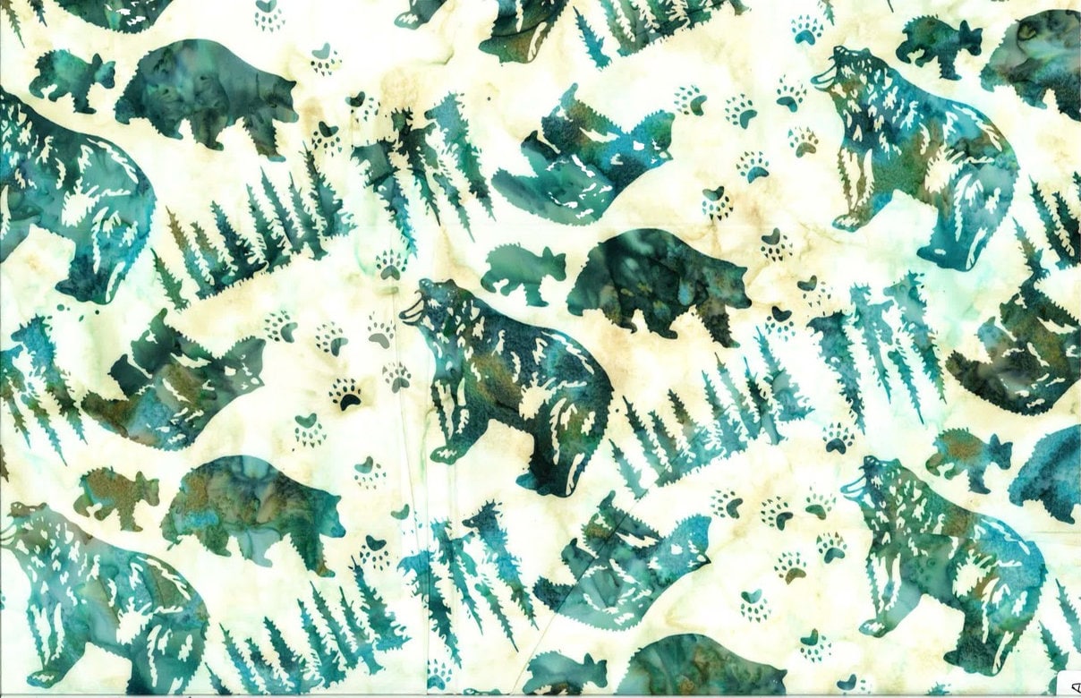 Hoffman Fabrics Seaside Black Bear Batik Fabric S2338-484-Seaside