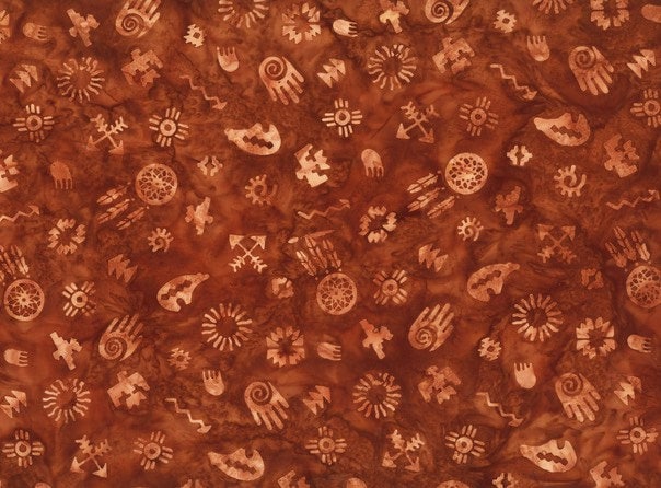 Hoffman Fabrics Adobe Native Symbols Batik Fabric S2311-100-Adobe