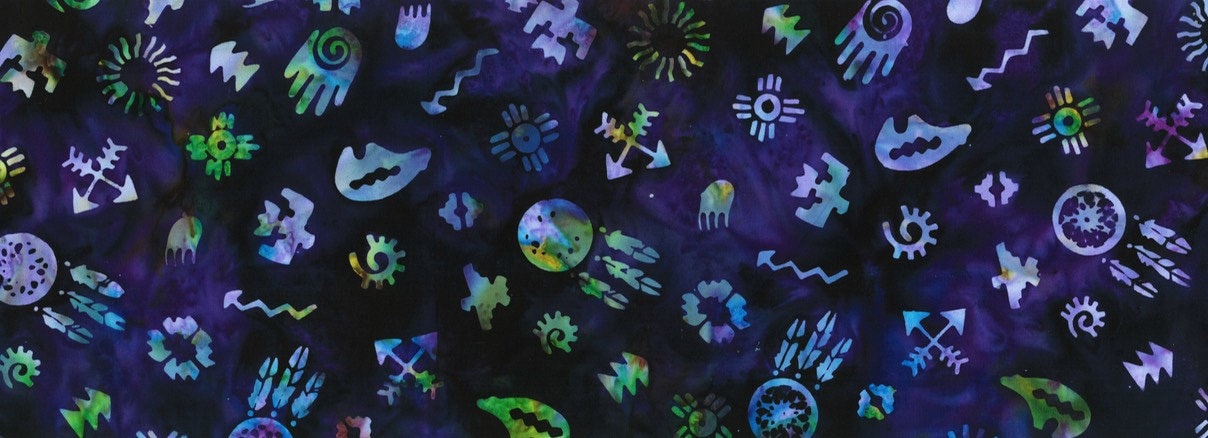Hoffman Fabrics Amethyst Native Symbols Batik Fabric S2311-91-Amethyst