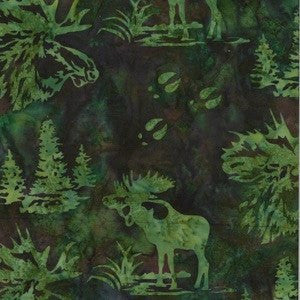 Hoffman Fabrics Earth Green Bull Moose Batik Fabric N2911-58-Earth