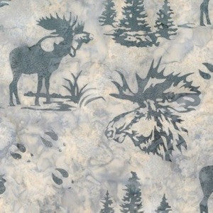 Hoffman Fabrics December Grey Bull Moose Batik Fabric N2911-597-December