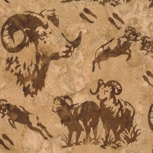 Hoffman Fabrics Brown Bighorn Sheep Batik Fabric N2914-6-Brown