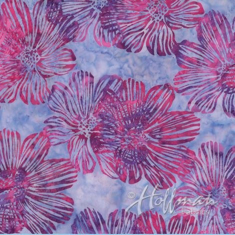 Singer FABRICS-100% Cotton Batik Collection Pink and Purple Leaves Cut by  The Yard Print