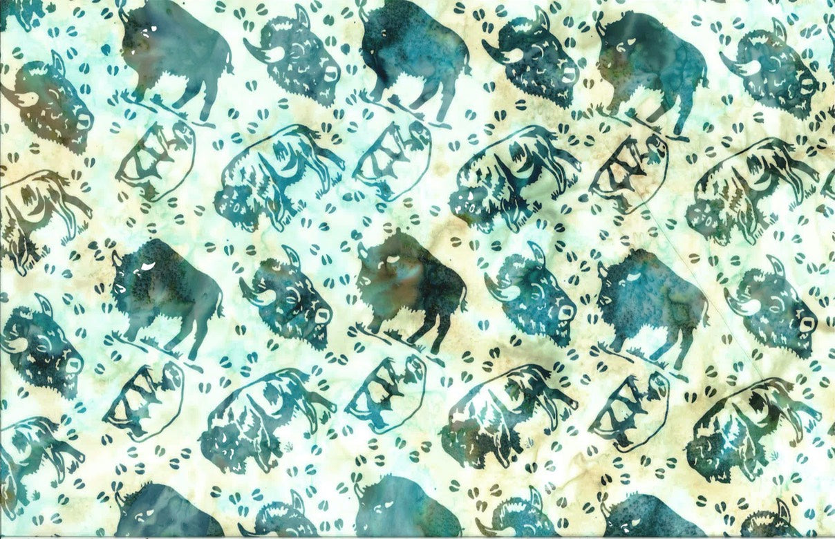 Hoffman Fabrics Seaside Bison Buffalo Batik Fat Quarter S2352-484-Seaside