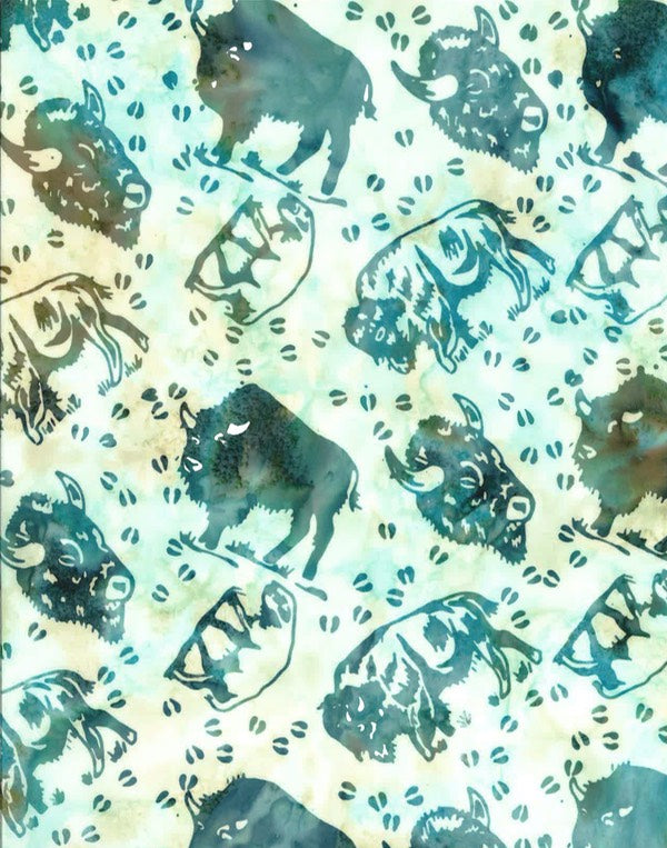 Hoffman Fabrics Seaside Bison Buffalo Batik Fabric S2352-484-Seaside Detail