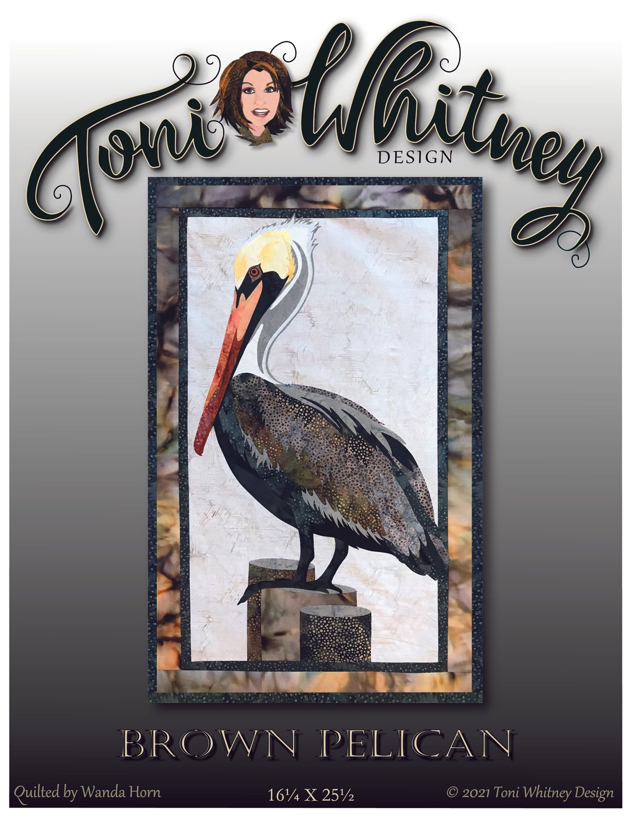 Toni Whitney Design Brown Pelican Bird Applique Quilt Pattern Front Cover