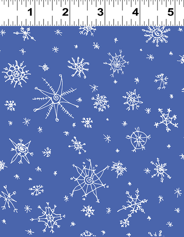Clothworks Winter Love White Snowflakes on Blue Cotton Fabric Y2501-91 Scale