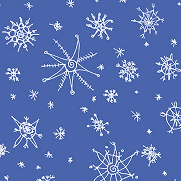 Clothworks Winter Love White Snowflakes on Blue Cotton Fabric Y2501-91