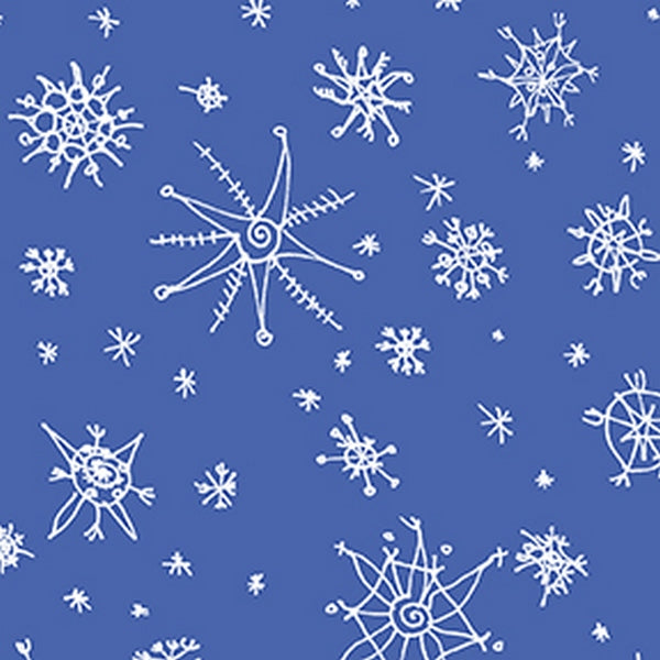 Clothworks Winter Love White Snowflakes on Blue Cotton Fabric Y2501-91