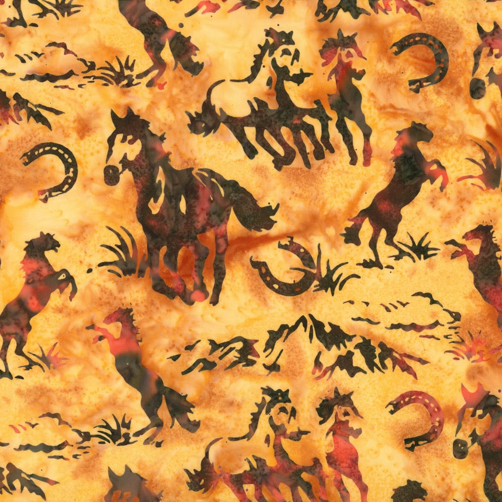 Hoffman Fabrics Running Horses Batik Fabric
