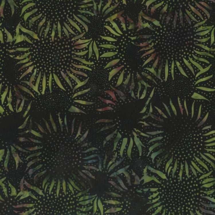 Hoffman Fabrics Herb Green Sunflower Batik Fabric 884-331-Herb
