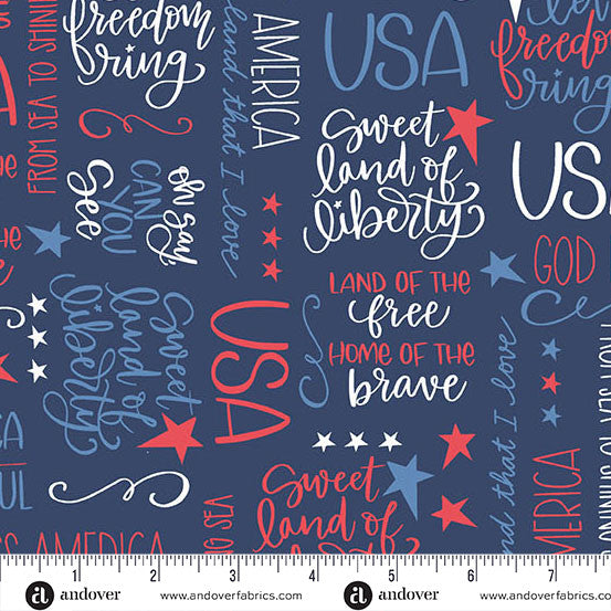 Andover Fabrics Oh Say Can You Sew Land That I Love Cotton Fabric A-10006-B