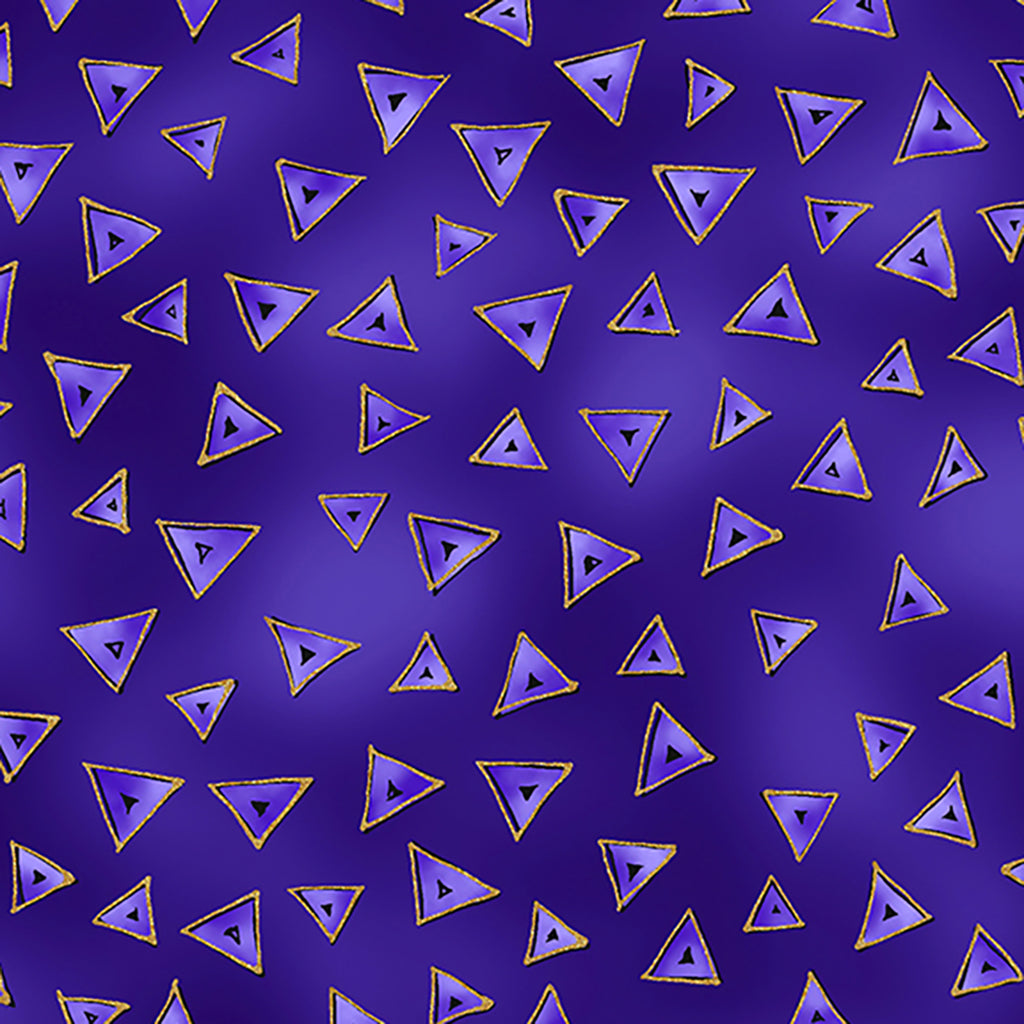 Clothworks Laurel Burch Basics Dark Purple Triangle with Metallic Y0841-28M