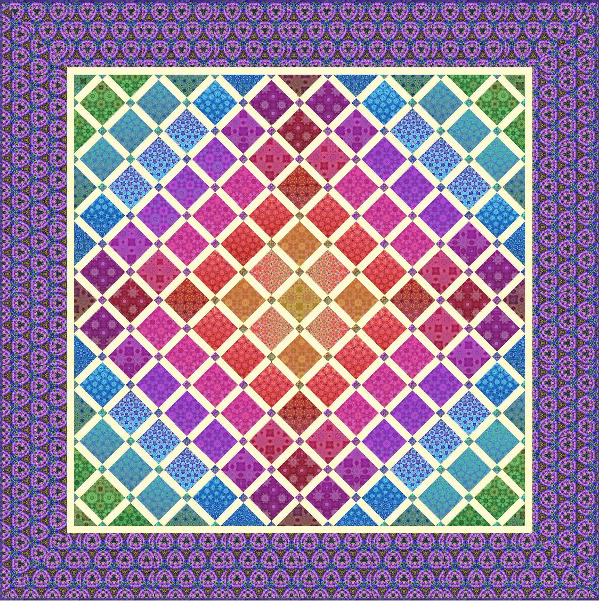 Candy Quilt Design Gardenia Luminous Lattice Pieced Quilt Kit