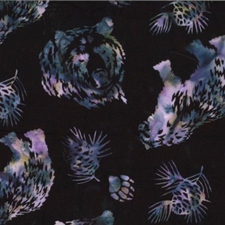 Hoffman Fabrics Blacklight Grizzly Bear Batik Fabric N2908-537-Blacklight