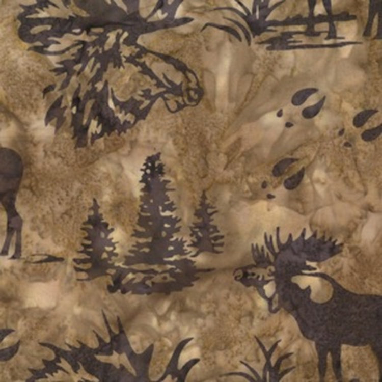 Hoffman Fabrics Mocha Brown Bull Moose Batik Fabric N2911-171-Mocha