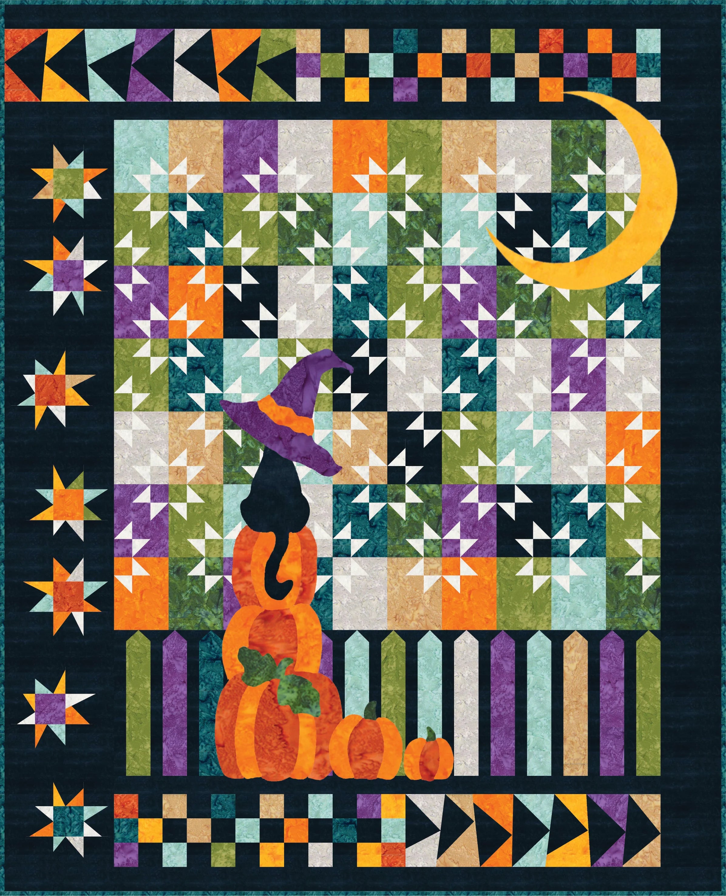 Hoffman Fabrics Happys Place Halloween Traditional Quilt Kit