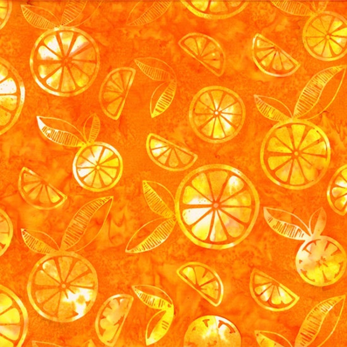 Hoffman Fabrics Tangerine Graphic Citrus Batik Fabric R2240-152-Tangerine