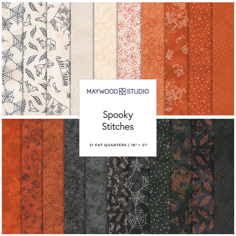 Maywood Studios Spooky Stitches Halloween Fat Quarters 21 FQs FQ-MASSPST Stock