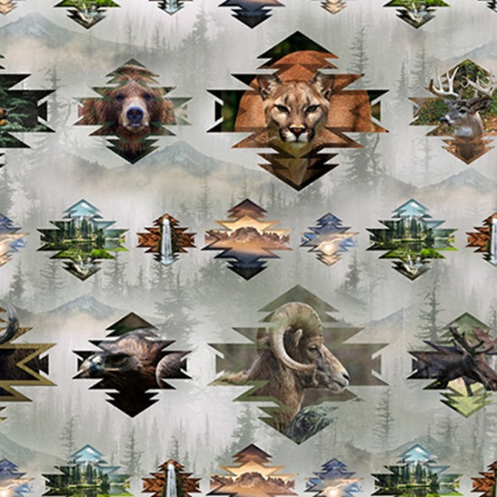Hoffman Fabrics Call of the Wild Animal Scenes Cotton Fabric V5275-58-Earth