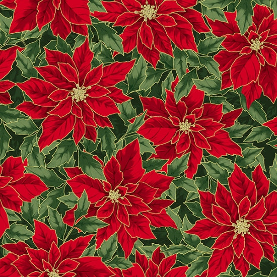 Hoffman Fabrics Holiday Elegance Christmas Gold Poinsettia Cotton Fabric V7172-161G-Christmas-Gold