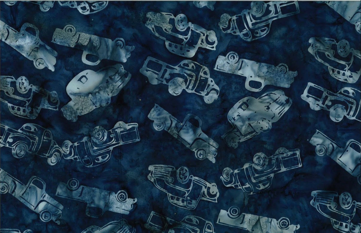 Hoffman Fabrics Denim Pickup Truck Batik Fabric S2346-65-Denim