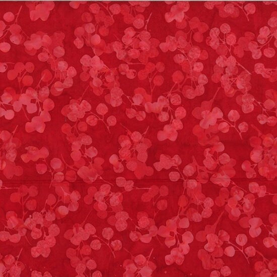 Hoffman Fabrics Red Eucalyptus Leaves Batik Fabric V2531-5-Red