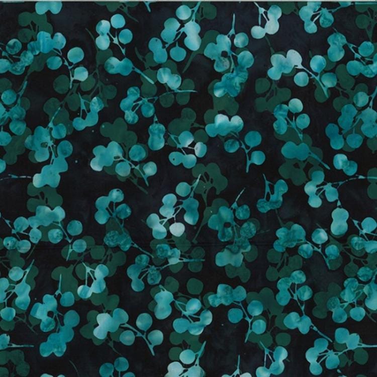 Hoffman Fabrics Midnight Eucalyptus Leaves Batik Fabric V2531-128-Midnight