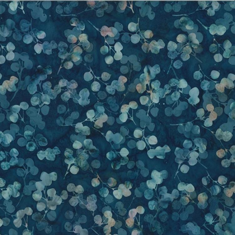 Hoffman Fabrics Navy Eucalyptus Leaves Batik Fabric V2531-19-Navy