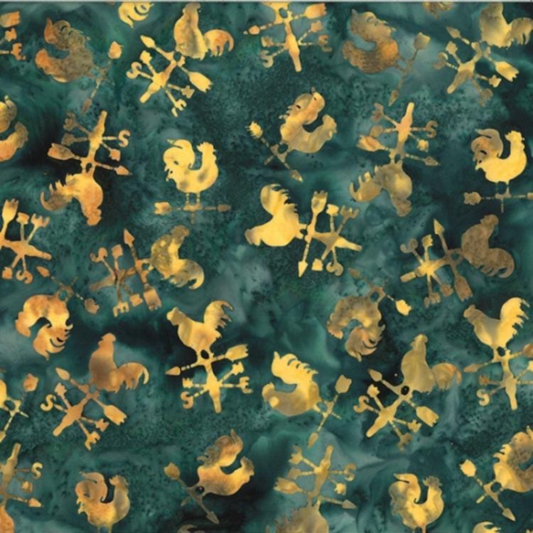 Hoffman Fabrics Juneau Rooster Weather Vane Batik Fabric V2543-247-Juneau