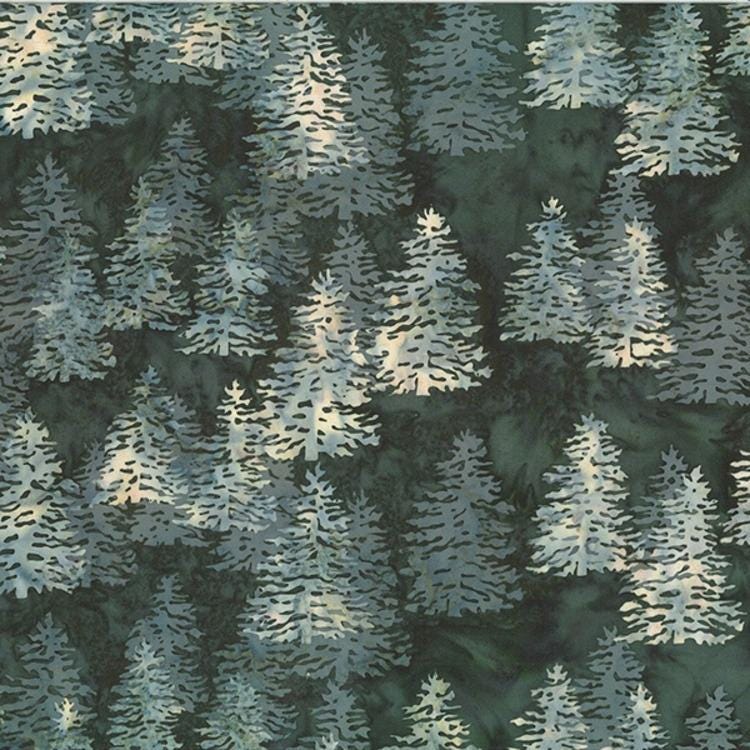 Hoffman Fabrics Jingle Bells Trees Pine Batik Fabric V2525-141-Pine