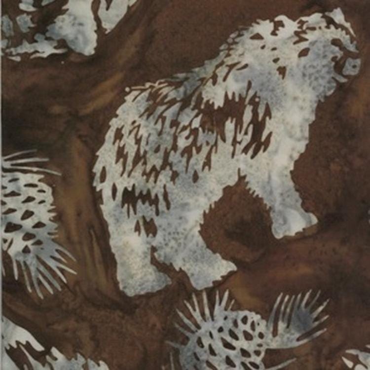 Hoffman Fabrics Cedar Brown Grizzly Bear Batik Fabric N2908-552-Cedar