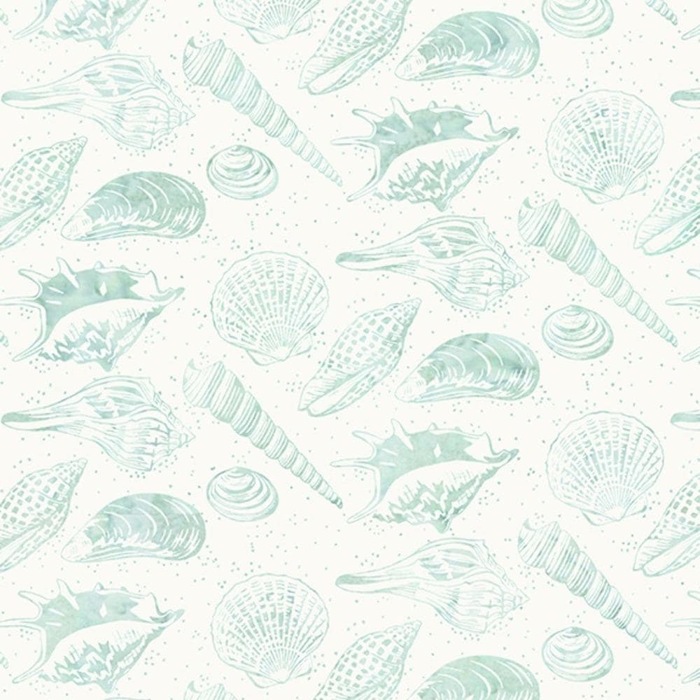 Hoffman Fabrics Along the Shores Bluegrass Seashells Batik Fabric DM4-581-Bluegrass