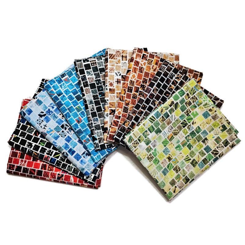 Hoffman Fabrics Mosaic Cotton Fabric Fat Quarter Bundle 9 FQs
