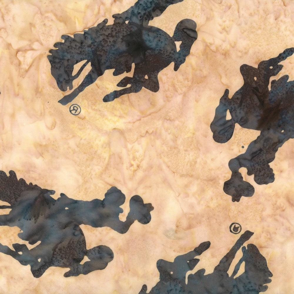 Hoffman Fabrics Denim Large Wyoming Bucking Horse Batik Fabric M2790-65-Denim