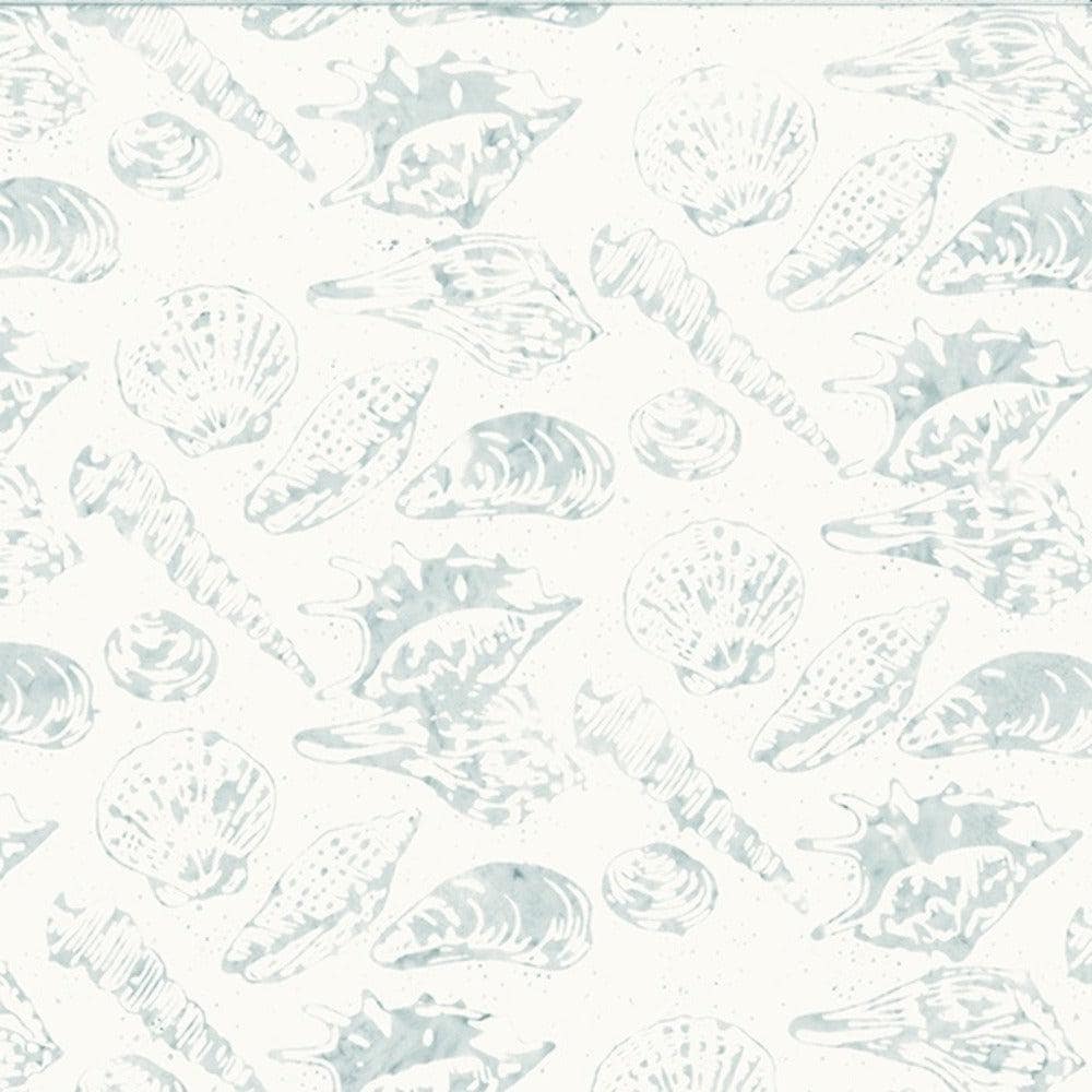 Hoffman Fabrics Along the Shores Light Gray Seashells Batik Fabric DM4-674-Light-Gray